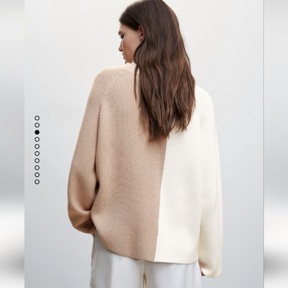 Mango Beige and Cream Women's Turtleneck Sweater - Picture 4 of 5
